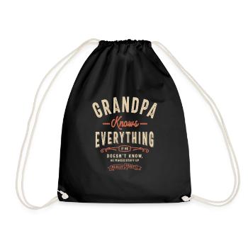 Grandpa Knows Everything Funny - Drawstring Bag - black - Front