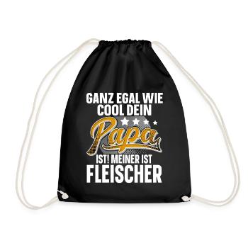 Fleischer Papa Vater Vatertag Cooler Papa - Turnbeutel - Schwarz - Vorne
