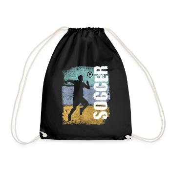 Soccer Vintage Retro Soccer Player - Drawstring Bag - black - Front
