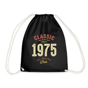 Classic 1975 - 48th Birthday Vintage Born 1975 - Drawstring Bag - black - Front