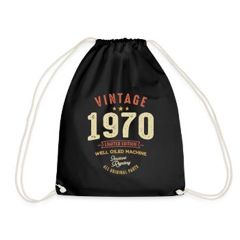 Vintage 1970 - 53rd Birthday Classic Born 1970 - Drawstring Bag - black - Front