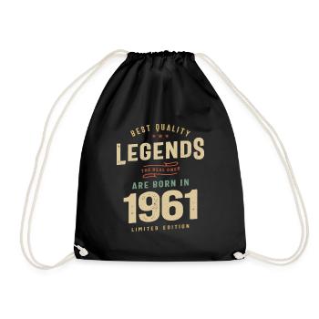 1961 Birthday 62 Years Old - Drawstring Bag - black - Front