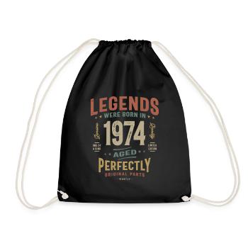 1974 Birthday 49 Years Old - Drawstring Bag - black - Front