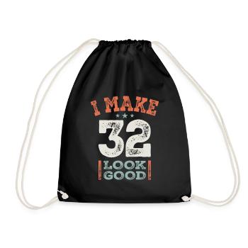 32 Birthday Funny 32 Years Old - Drawstring Bag - black - Front