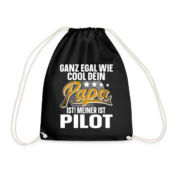 Pilot Papa Vater Vatertag Cooler Papa - Turnbeutel - Schwarz - Vorne