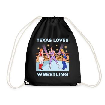 Texas wrestling design for proud Texas fans - Drawstring Bag - black - Front