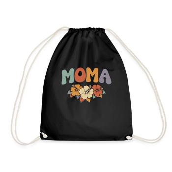 Best Moma Ever Floral Funny Grandma Christmas - Drawstring Bag - black - Front