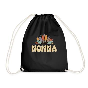 Nonna Sunflower Funny Grandma Christmas - Drawstring Bag - black - Front