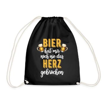 Bier hat mir noch nie das Herz gebrochen - Turnbeutel - Schwarz - Vorne