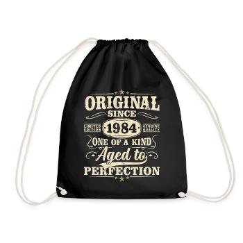 Original seit 1984 Jahrgang Geburtstag Geschenk - Turnbeutel - Schwarz - Vorne