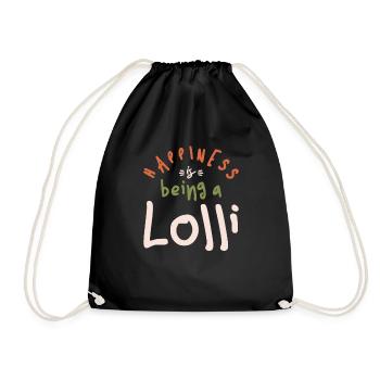 Happiness is Being a Lolli - Mother's Day - Drawstring Bag - black - Front