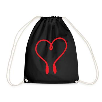 Rope Red Heart Design for Rope Jumper - Drawstring Bag - black - Front
