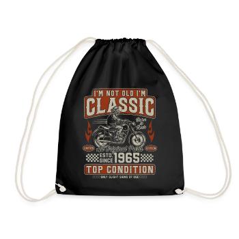 Klassiker 1965 Jahrgang Vintage Retro Motorrad - Turnbeutel - Schwarz - Vorne