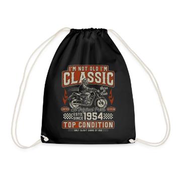 Klassiker 1954 Jahrgang Vintage Retro Motorrad - Turnbeutel - Schwarz - Vorne
