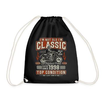 Klassiker 1998 Jahrgang Vintage Retro Motorrad - Turnbeutel - Schwarz - Vorne