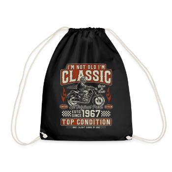 Klassiker 1967 Jahrgang Vintage Retro Motorrad - Turnbeutel - Schwarz - Vorne