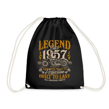 Legend Since 1957 Motorcycle Birthday Gift - Drawstring Bag - black - Front