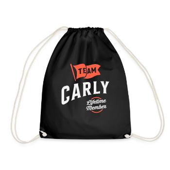 Team Carly Lifetime Member Funny Name Carly - Drawstring Bag - black - Front