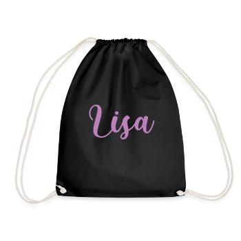 Lisa, Name, schreibschrift , rosa - Turnbeutel - Schwarz - Vorne