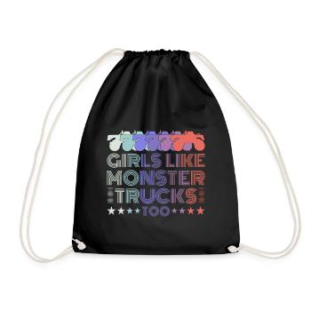 Girls also like monster trucks girls monsters - Drawstring Bag - black - Front
