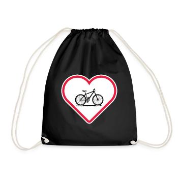 Fahrrad "bike-love" Radfahrer radfahren - Turnbeutel - Schwarz - Vorne
