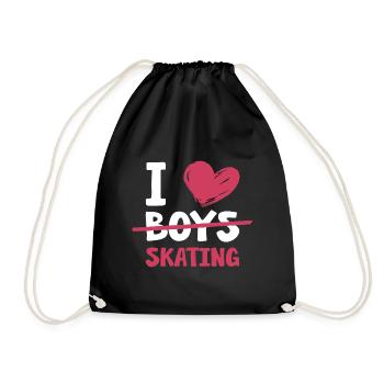Skateboard Skater Love Skating Grind & Flip - Drawstring Bag - black - Front