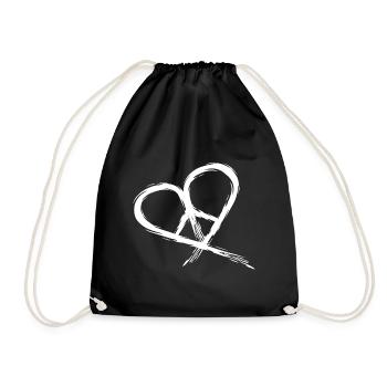 Peace Symbol Hippie Heart Peace Freedom Love - Drawstring Bag - black - Front