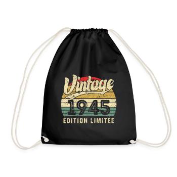 Vintage 1945 Limited Edition Birthday Gift - Drawstring Bag - black - Front