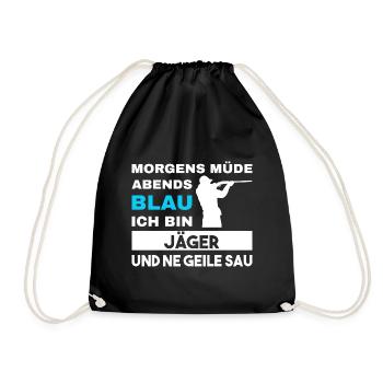 Morgens Müde Abends Blau Jäger - Turnbeutel - Schwarz - Vorne