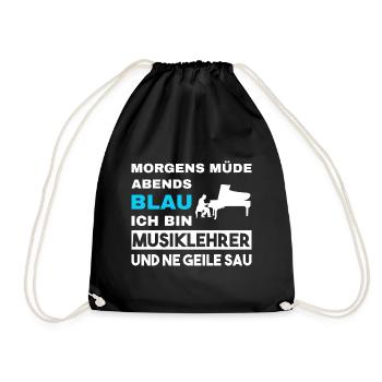 Morgens Müde Abends Blau Musiklehrer - Turnbeutel - Schwarz - Vorne
