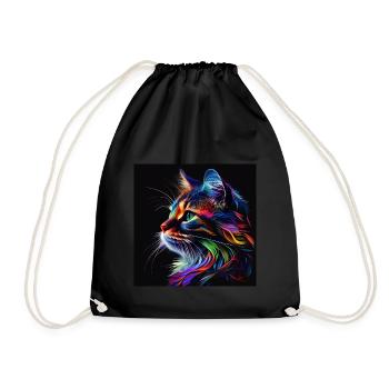 bunte Katze, color cat, Digital Art Print, AI - Turnbeutel - Schwarz - Vorne