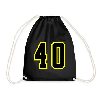 40 Zahl Trikot - Turnbeutel - Schwarz - Vorne