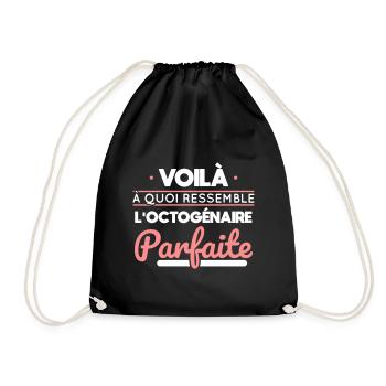 Anniversaire 80 ans - Octogénaire parfaite - Sac de sport léger - noir - Devant