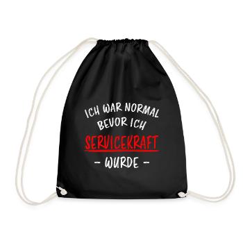 Servicekraft Dienstleistung Lustig Spruch Geschenk - Turnbeutel - Schwarz - Vorne
