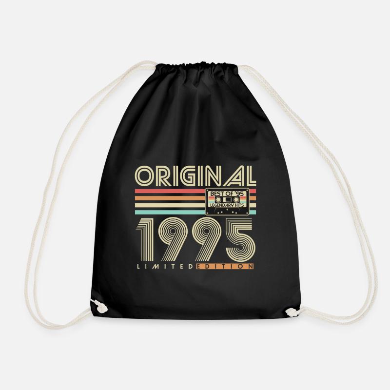 Original 1995 Vintage Vintage Birthday Retro - Drawstring Bag - black