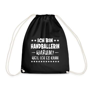 Handballerin Spruch Lustiges Handballerin Geschenk - Turnbeutel - Schwarz - Vorne