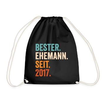 Bester Ehemann Seit 2017 4. Hochzeitstag 4 Jahre - Turnbeutel - Schwarz - Vorne