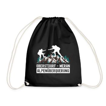 Crossing the Alps Oberstdorf Merano E5 long-distance hiking trail - Drawstring Bag - black - Front