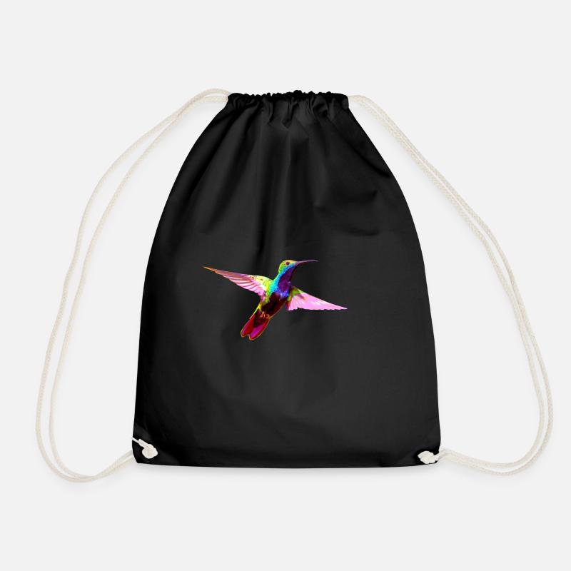 Colorful hummingbird - Drawstring Bag - black
