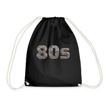 80s DISCO lettering disco ball look dancing motto - Drawstring Bag - black - Front