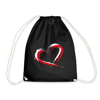 Heart brush Flag of Turkey flag colors vector - Drawstring Bag - black - Front