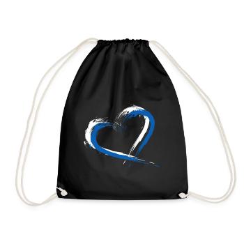 Heart flag Greece flag colors holiday - Drawstring Bag - black - Front