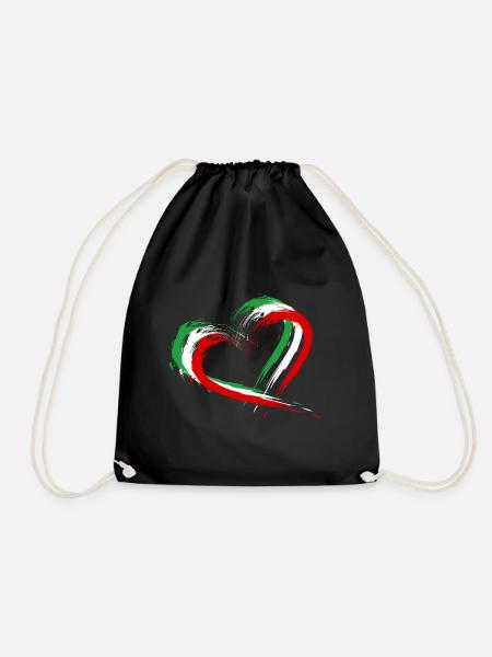 Iran flag heart colors - Drawstring Bag - black