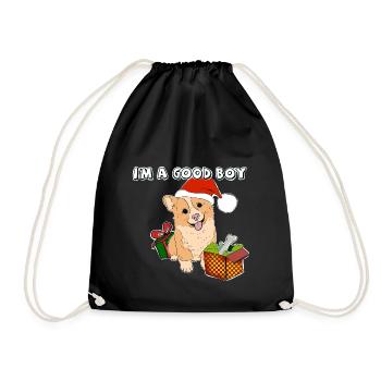 Corgi Dog Christmas - Cute dog - sweet - Drawstring Bag - black - Front