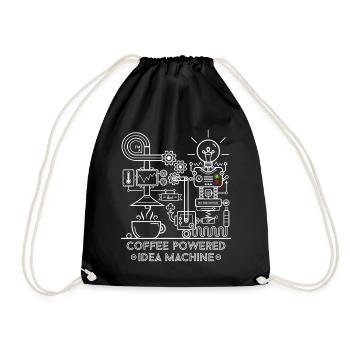 Coffee powered - white - Drawstring Bag - black - Front