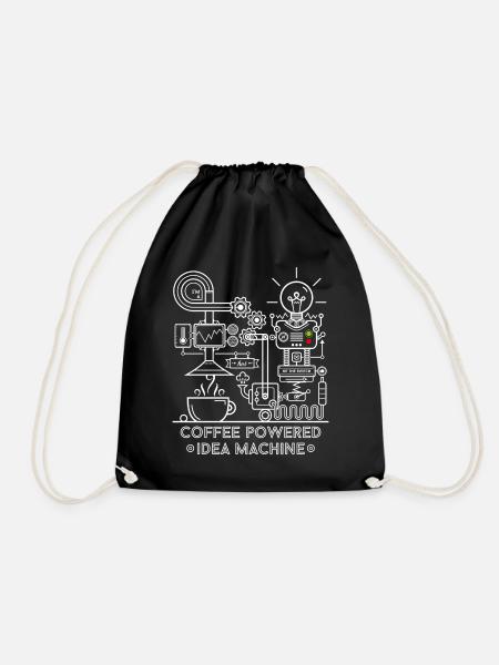 Coffee powered - white - Drawstring Bag - black