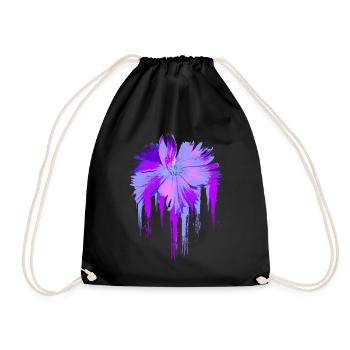 Purple flower - Drawstring Bag - black - Front