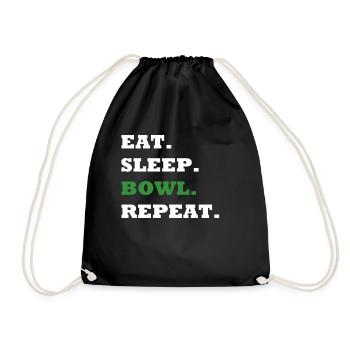 EAT. SLEEP. BOWL. REPEAT. - Drawstring Bag - black - Front