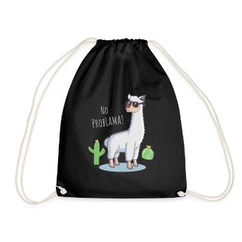 Funny Gift Lama No Problama Cactus Design - Turnbeutel - Schwarz - Vorne