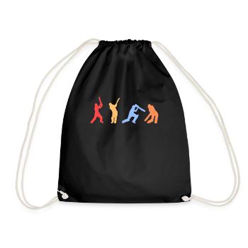 Retro vintage colors cricket players - Drawstring Bag - black - Front